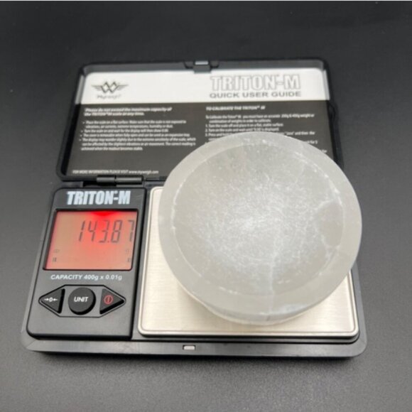 Small Natural Satin Spar Selenite Hand Carved Pedestal Bowl - Picture 5 of 5